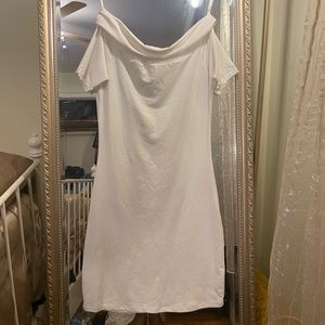 Off the shoulder fitted white dress
